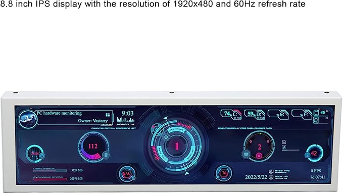 Zopsc 8.8 Inch Computer Temp Monitor 8.8 Inch USB Mini Screen PC Sensor Panel Display PC CPU Data Monitor Temperature Display for RasPi for Linux for