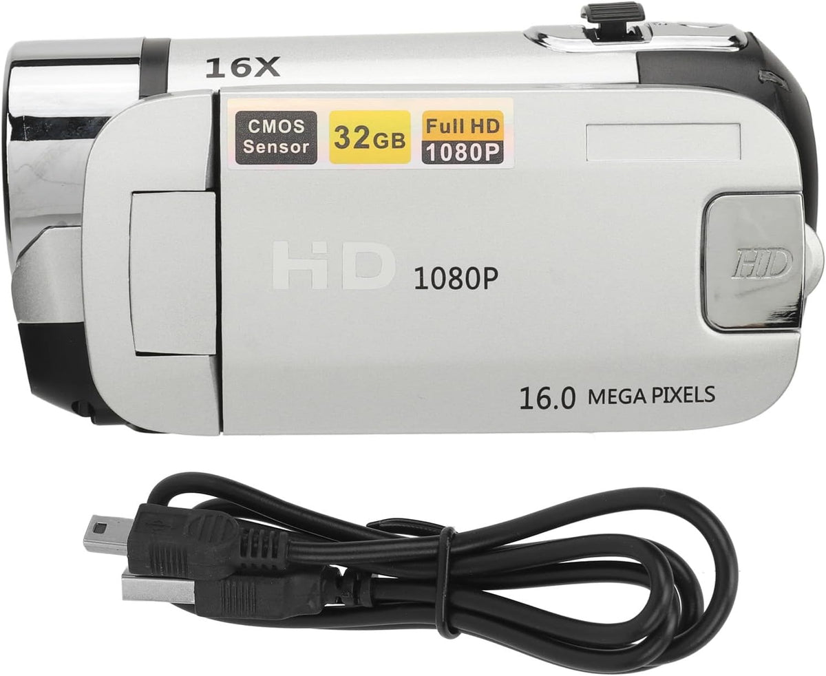 ICRPSTU 1080P 16MP 16X Digital Camera with Rotatable Screen, Zoom Camcorder HD Video Recorder, Fill Light for Selfies
