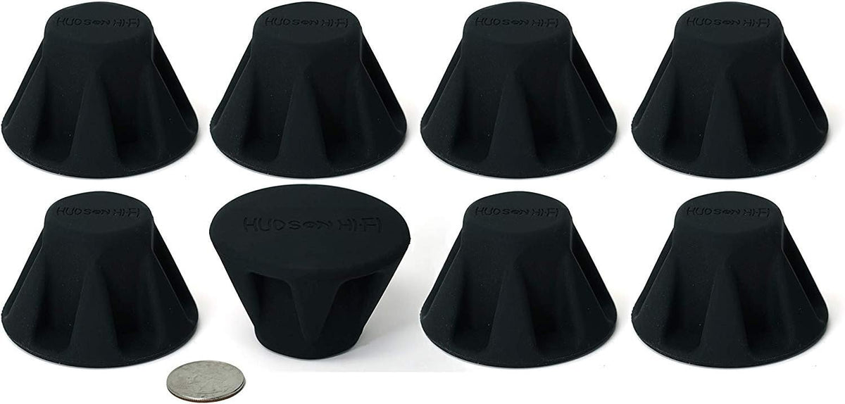 Speaker Isolation Feet – 8-Pack 1.5" Bigfoot Rubber Pads by Hudson Hi-Fi – Non-Adhesive, Anti-Vibration Feet for Turntables, Subwoofers, Amplifiers – 50 Duro, Non-Skid Audio Bumpers