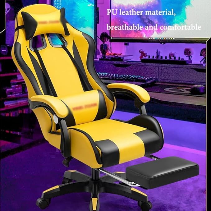 GIZNXBA Gaming Chair with Footrest Ergonomic Computer Chair Gaming Lumbar Support Backrest and Seat Height Adjustable Swivel Recliner Racing Office Chair Video Game Chair (Color : /Red)