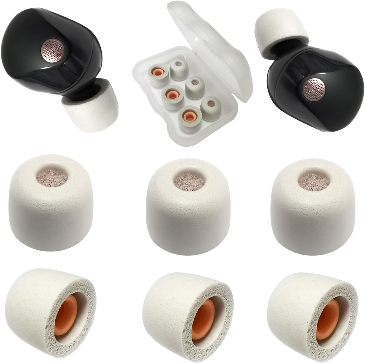 Memory Foam Earbuds Tips for Sony WF-1000XM5 Filter Screen Foam Ear Tips for WF-1000XM5 WF-1000XM4 Case, 3 Pairs Small Ear Tips Gray