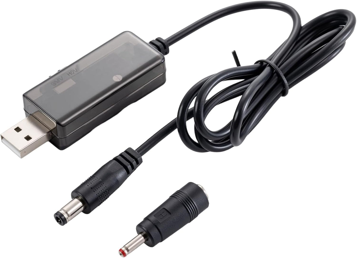 hiBCTR 6 Packs 5V 9V/12V, 5.5x2.1mm/3.5x1.35mm, 18W USB Boost Converter Cable, DC to USB Power Adapter, Voltage Boost