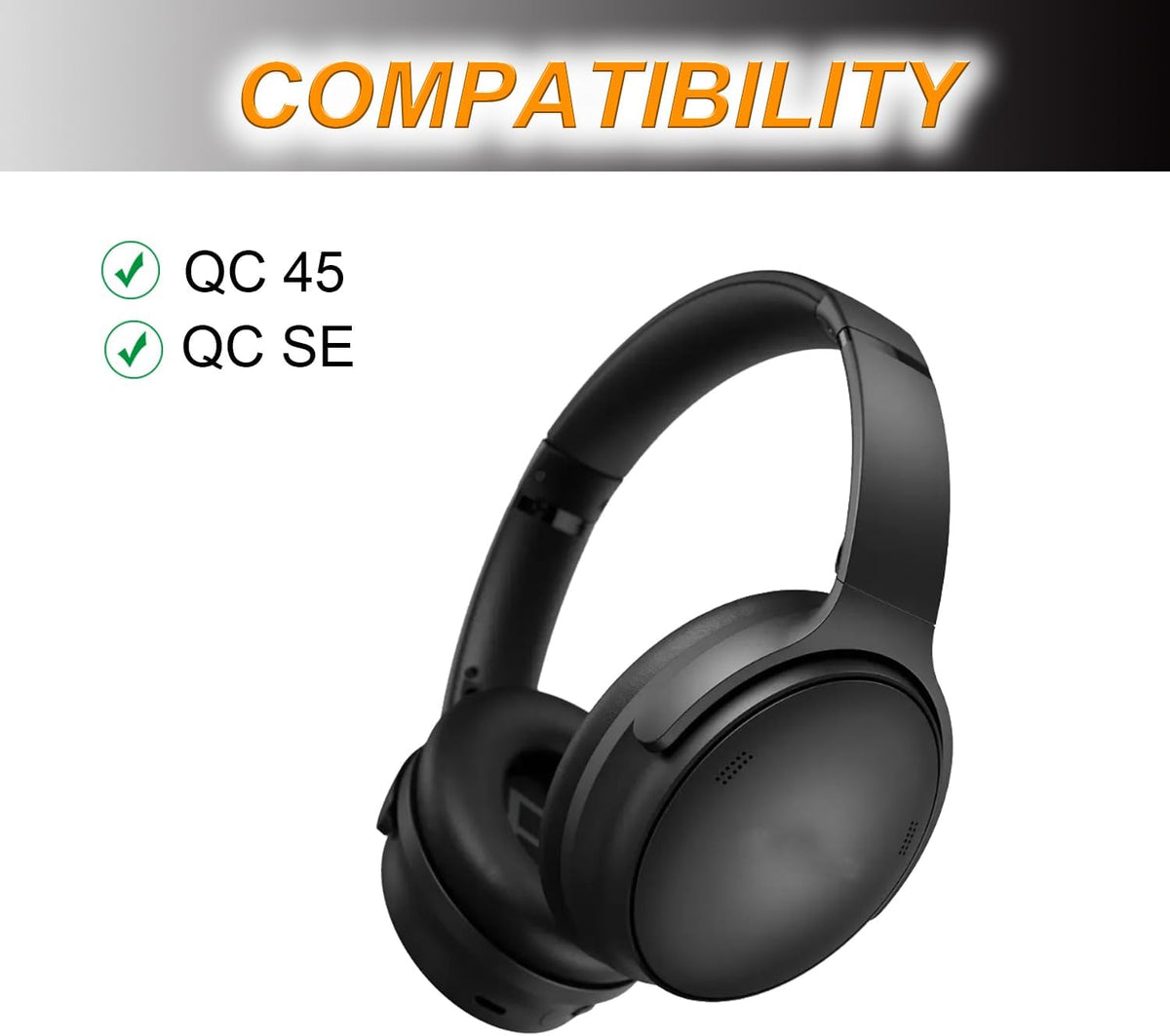Earpads Cushions Replacement for Bose QC45(QuietComfort 45) Headphones Ear Pads,Soft Protein Leather,Noise Isolation Foam(Black)