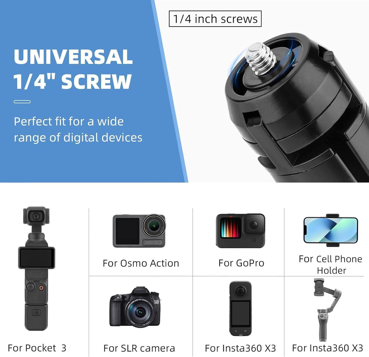 Mini Tripod, Desktop Tabletop Stand Compact Tripod for Smooth 4, Osmo Mobile, Vimble 2, Gimbal Handle Grip Stabilizer and All Cameras
