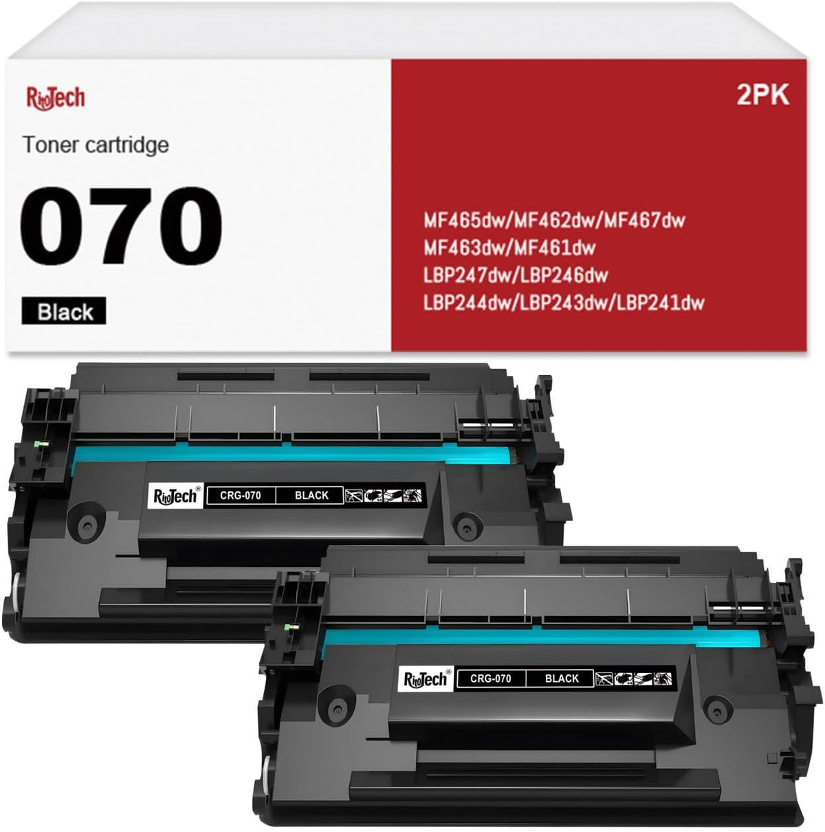 070 Toner Cartridges,for Canon 070 CRG070 070H for Canon imageCLASS MF465dw, MF462dw, LBP247dw, LBP246dw Printer,2 Black (with Chip)