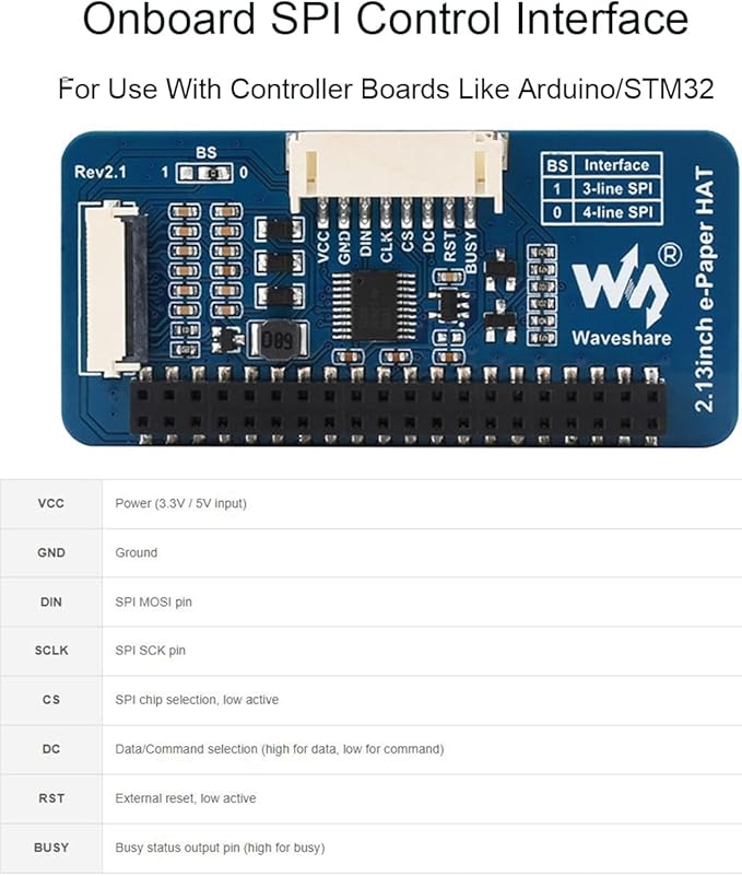 waveshare for Raspberry Pi 4B 3B+3B 2B/Zero W Zero WH/Zero 2 W 2 WH/forArduino/STM32/Jetson Nano 2.13inch E-Paper HAT 250x122 E-Ink Display Screen Red/Yellow/Black/White Four Display Colors