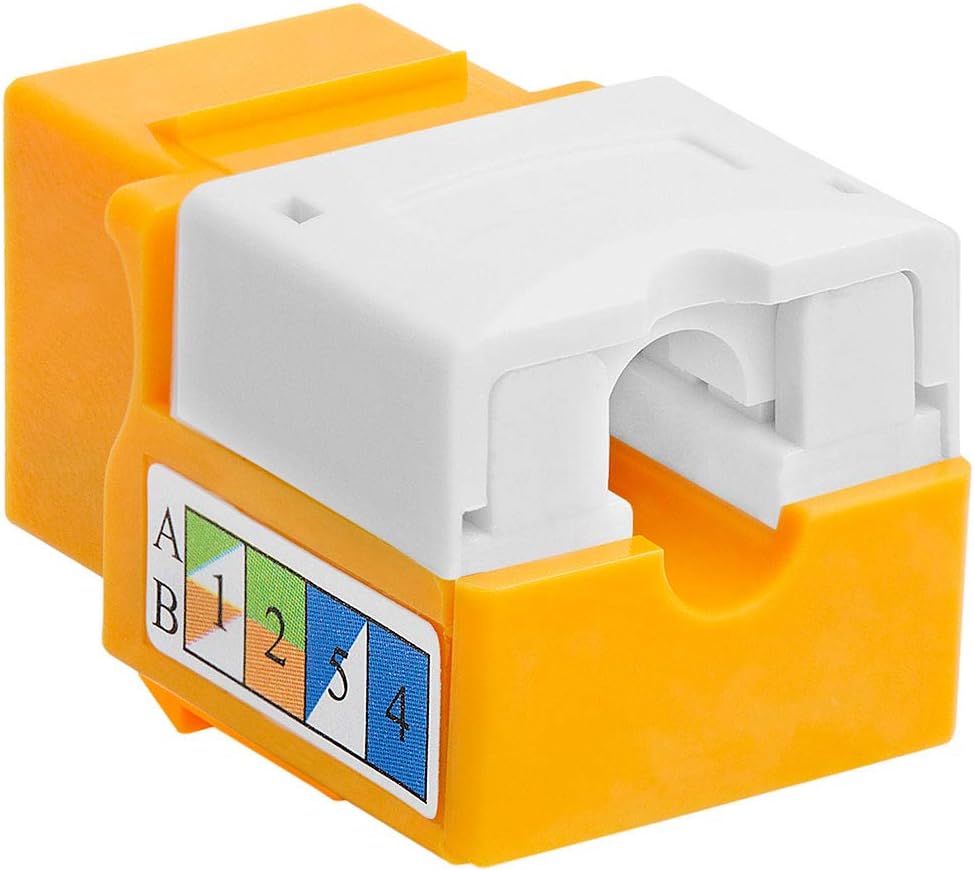 Cmple - RJ45 Keystone Jack 90 Degree Cat6 Keystone Jack Insert Punch Down RJ45 Connectors Female for Wall Plates, Patch Panels, Patch Cables, Ethernet Cables - Yellow