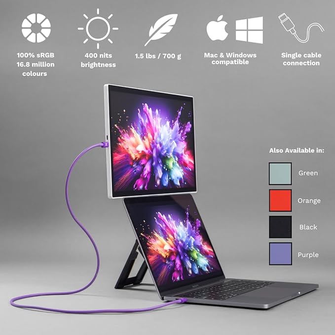Espresso Lite 15 Portable Monitor (Orange) – 15.6” Full HD USB-C Display Single-Cable Power Ultra-Light Travel Monitor for Laptop iPad &amp USB-C Devices