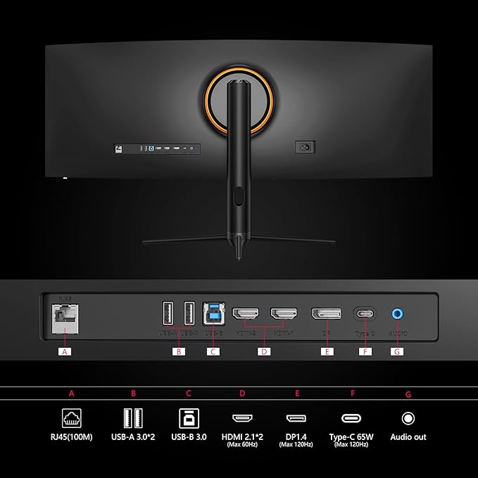 INNOCN 45C1R 45 Inch 5120 x 1440p Ultrawide Curved Gaming Monitor R1500 HDR400 USB Type-C 90W Power Delivery PIP/PBP Built-in Speaker Height Adjustable Black