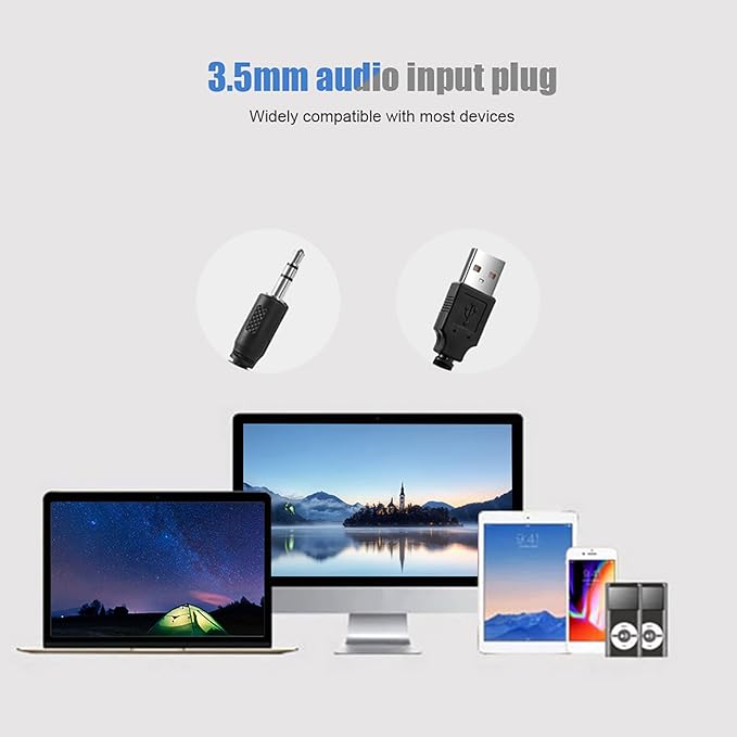 USB Wired Stereo Sod Music Player Computer Speakers for Desktop Laptop Smartphone(White)