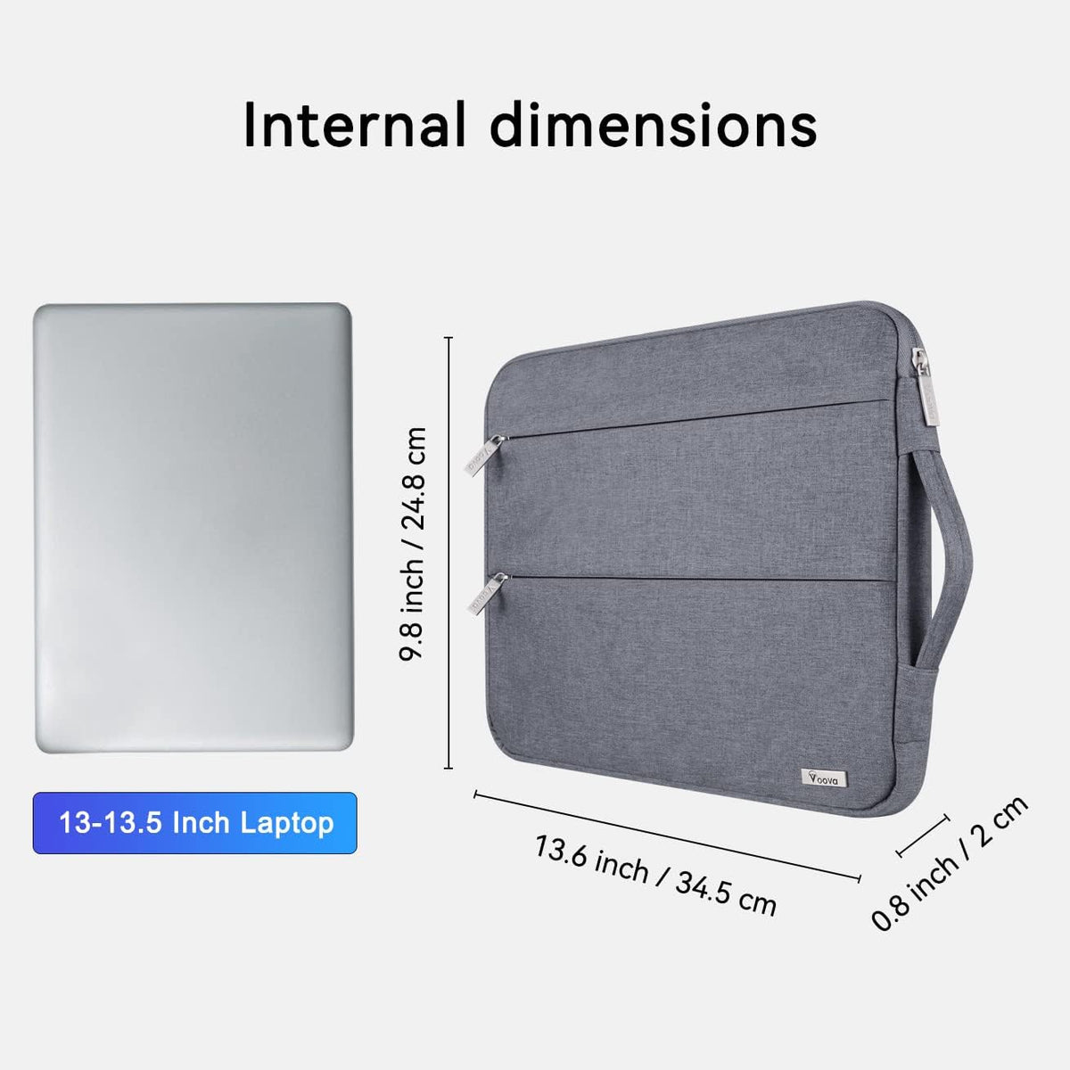 Voova Laptop Sleeve Carrying Case 13 13.6 Inch Compatible with MacBook Air 13 M1/M2/M3/M4, MacBook Pro 13/14, IPad Pro 13, Waterproof Slim Computer Cover Bag, Grey