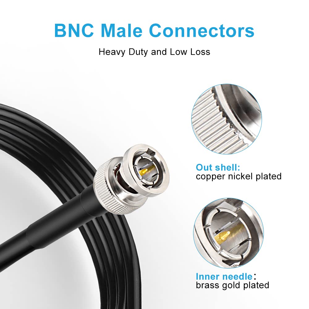 XRDS -RF SDI Cables 25FT, HD-SDI Cable 75 Ohm BNC Male to BNC Male Video Coaxial Cable for Video Surveillance Camera CCTV System