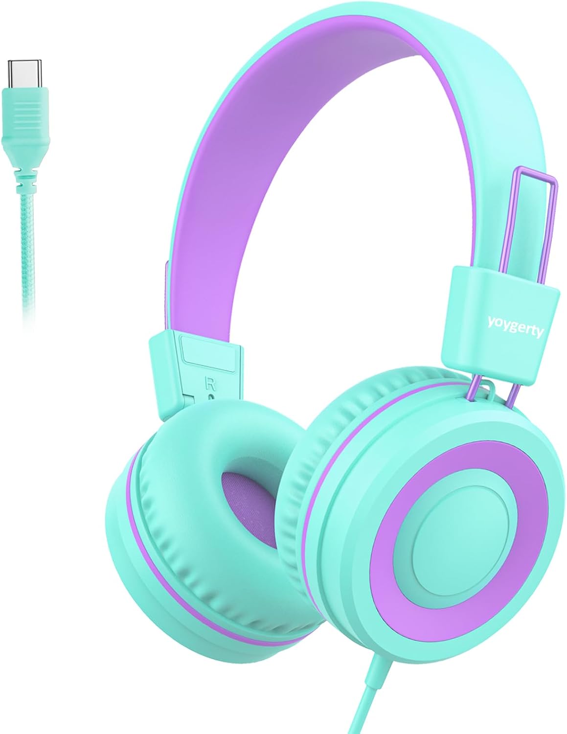 94 Headset USB C Kids Headphones for School, Upgrade USB Type C Kid Headphone, dB Volume Limiter Wired On-Ear