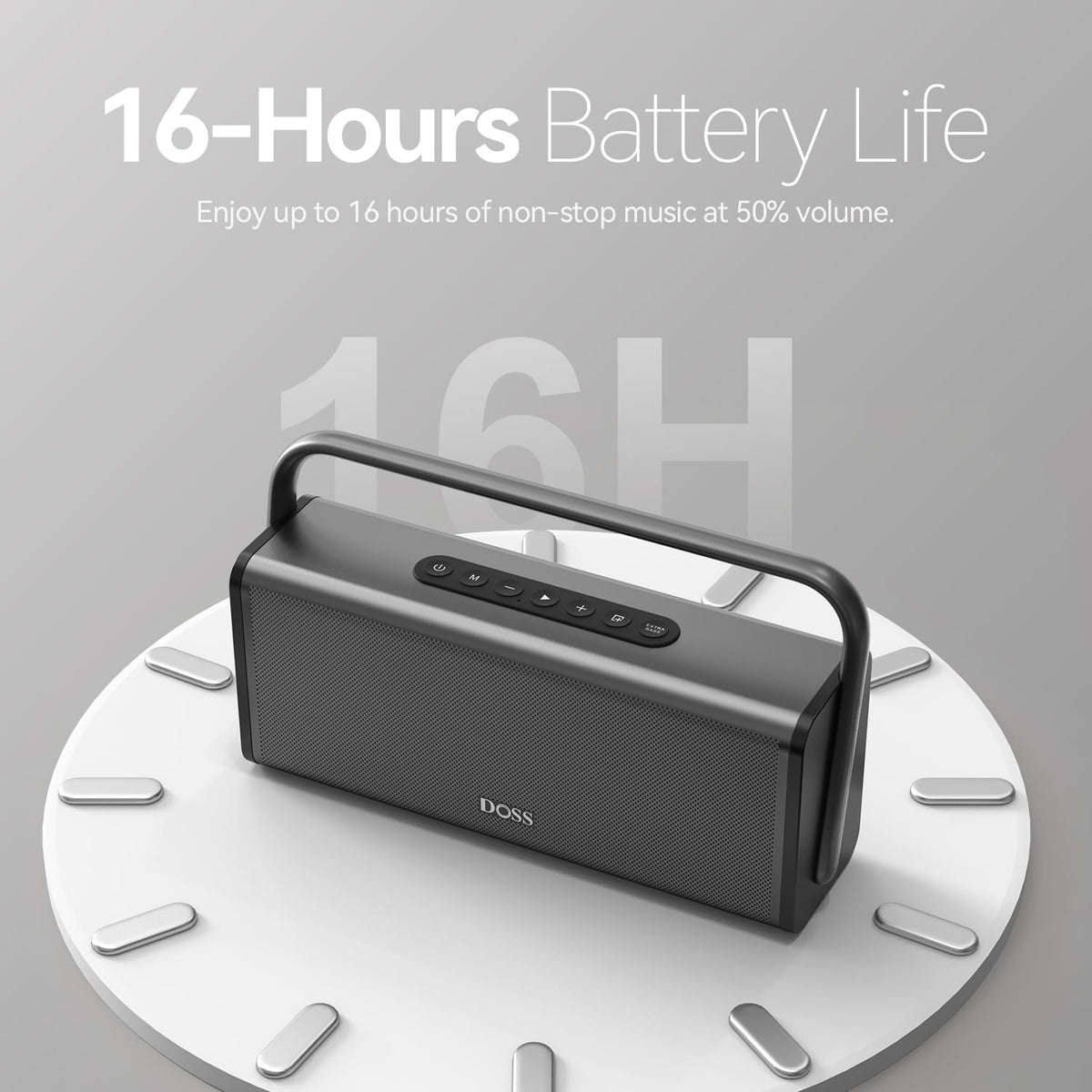 DOSS SoundBox XL Pro Bluetooth Speaker with 50W Powerful Stereo Sound, Extra Bass,16H Playtime, Integrated Metal Body, Aluminum Alloy Handle, Portable for Home, Office, Backyard, Camping