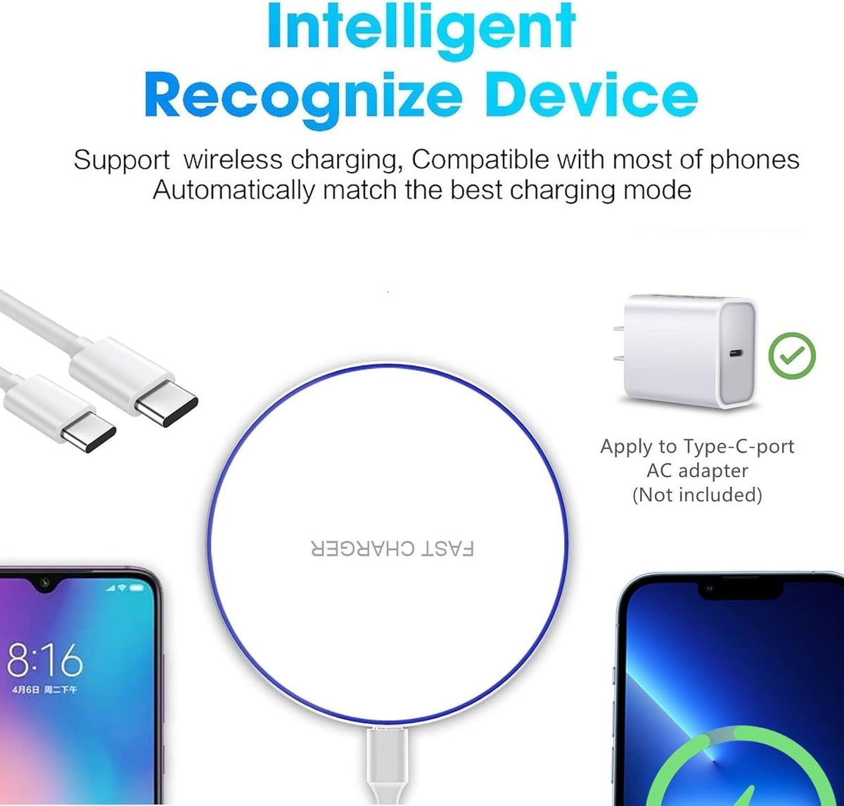 20W Fast Wireless Charger Pad,Wireless Phone Charging Station Compatible with iPhone 16/15/14/13/12/11/SE/X/AirPods,Fast Charge for Samsung Galaxy S25/S24/S23/S22/Note/Buds/Buds +,Pixel,LG