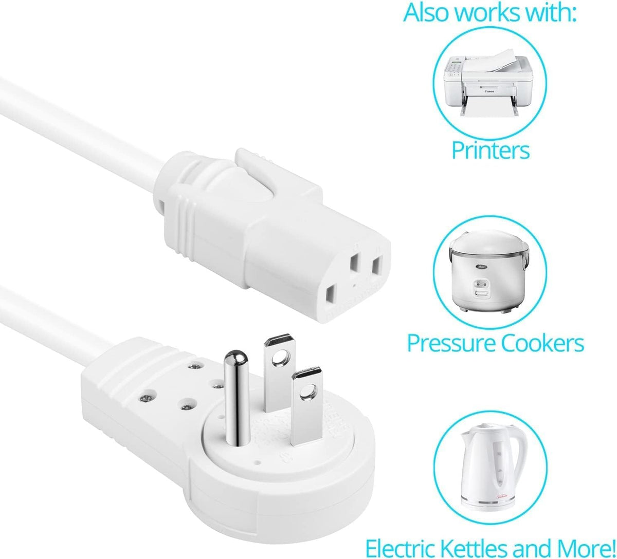 Maximm Monitor Computer Power Cord 3 Ft Flat Plug 360° Rotating PC Cable 3 Prong for, Desktop, Printer, Scanner, 16 AWG NEMA 5-15P to IEC13 - UL Certified