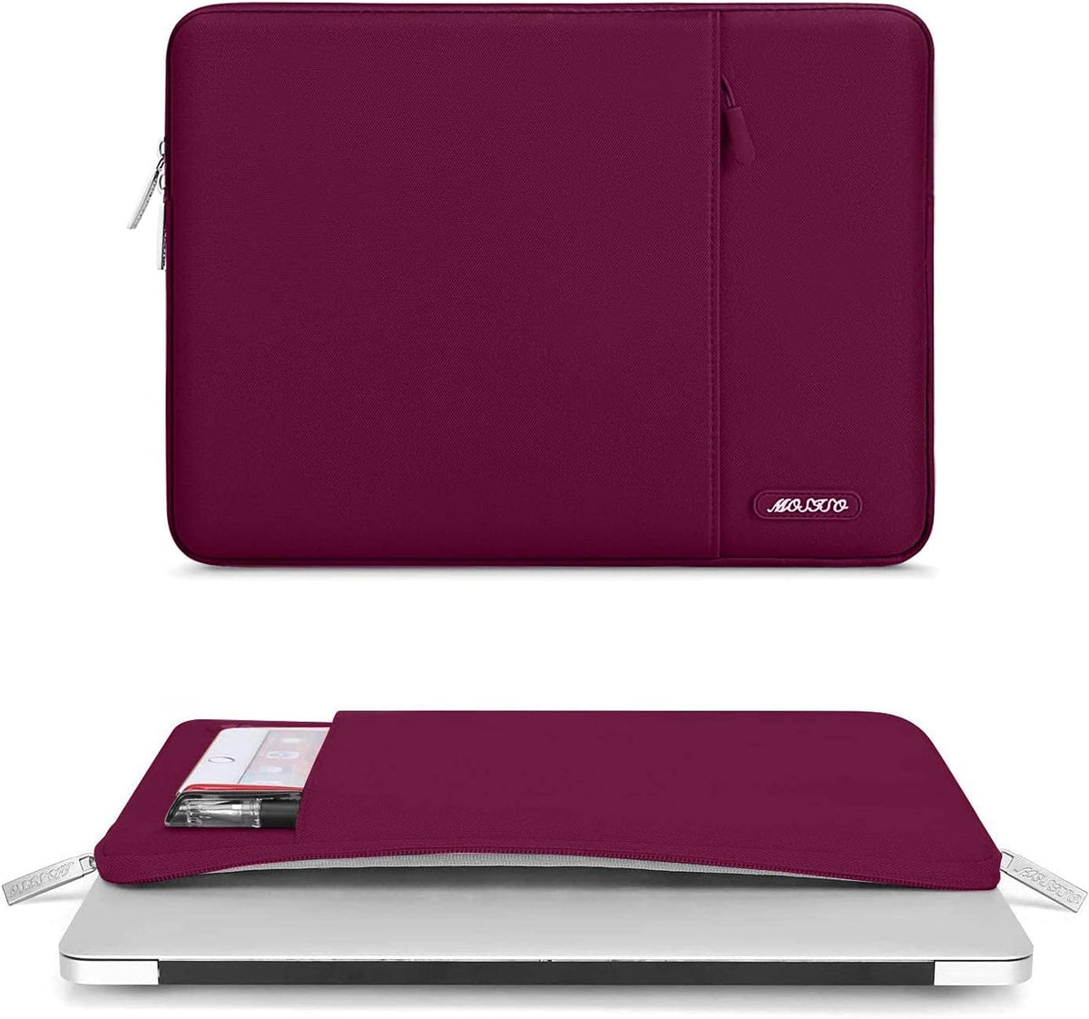 MOSISO Laptop Case 13 inch, 13 inch Laptop Sleeve Compatible with MacBook Air M4 M3 M2 M1 2025-2018 / Pro M2 M1 2025-2016, Polyester Vertical Computer Sleeve Bag with Pocket, Wine Red