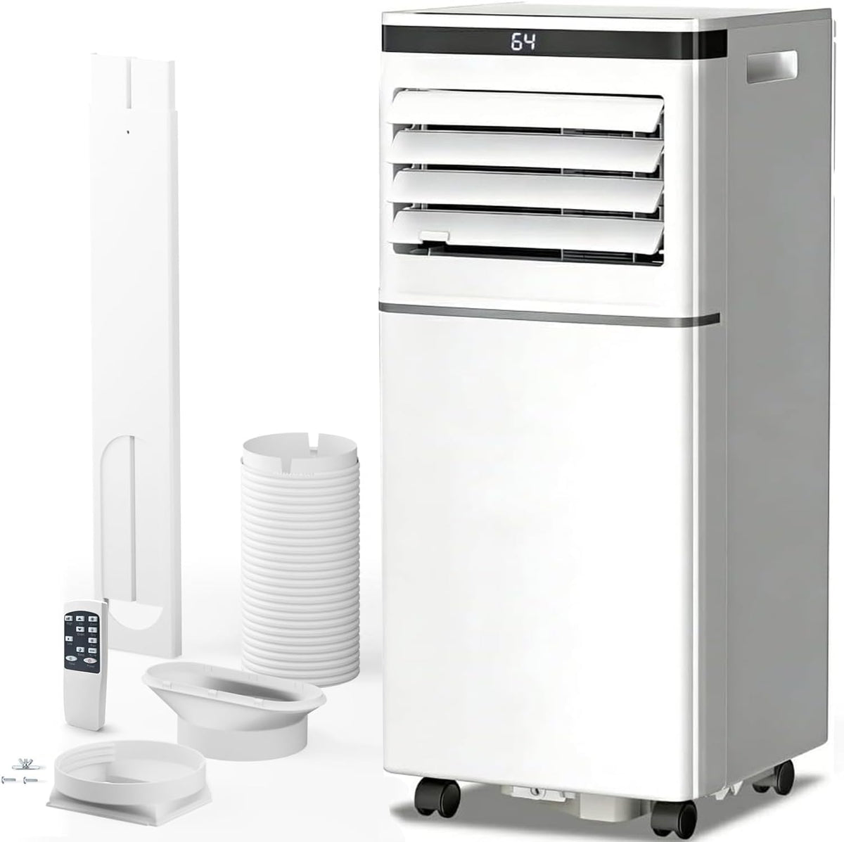 Portable Air Conditioner, 10000 BTU, Cools Up to 450 Sq Ft, Remote Control, 2 Fan Speeds, 24 Hour Timer, Quiet Operation & Fan M
