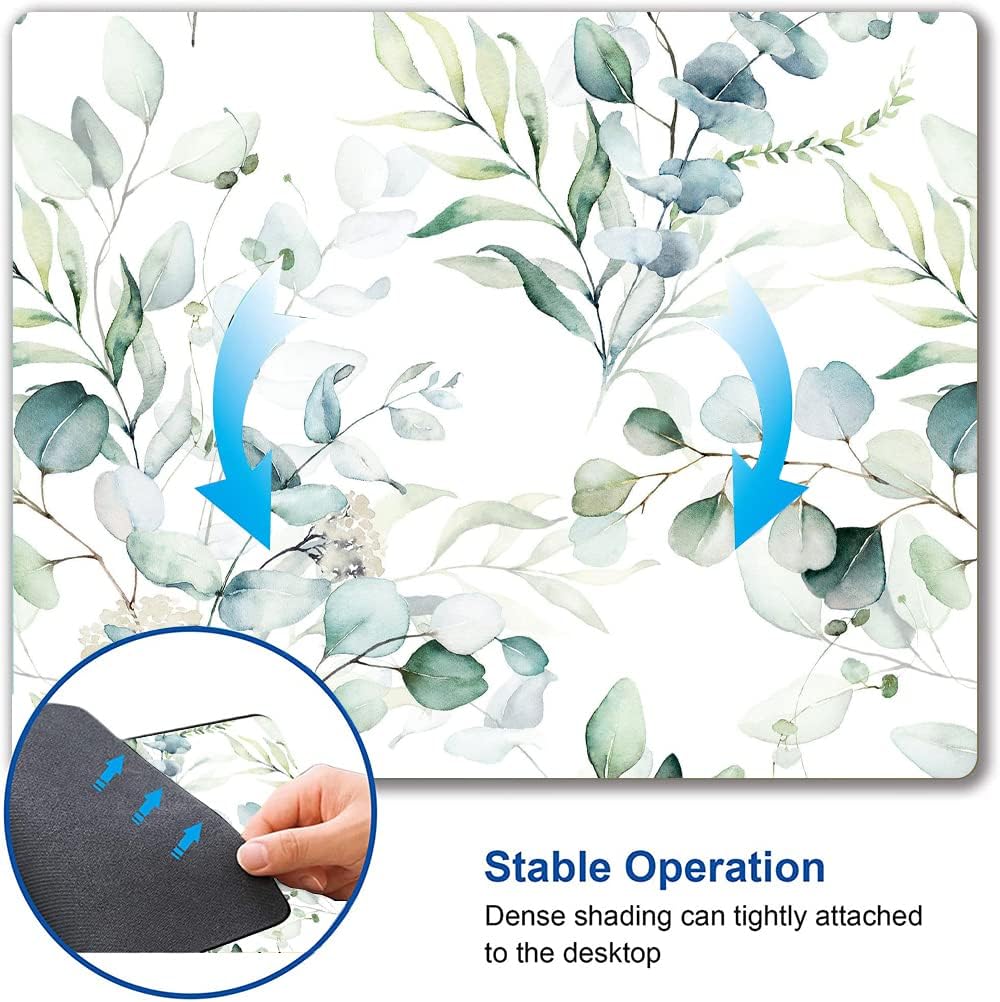 Hokafenle Mouse Pad, Green Leaves Mouse Pad with Design, Premium-Textured Mousepad Square Waterproof Mouse Mat Non-Slip Rubber Base Mouse Pads for Office Laptop, Plant