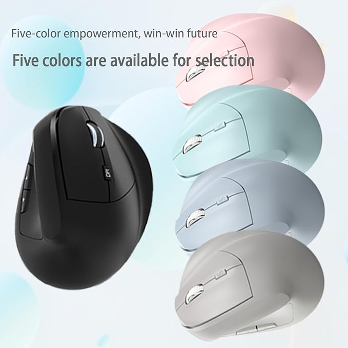 Ergonomic Vertical Mouse Wireless Rechargeable Ergo Mouse for Carpal Tunnel Relief 3200DPI Adjustable 6 Buttons for PC/Laptop/Mac/Windows (Soft Pink)