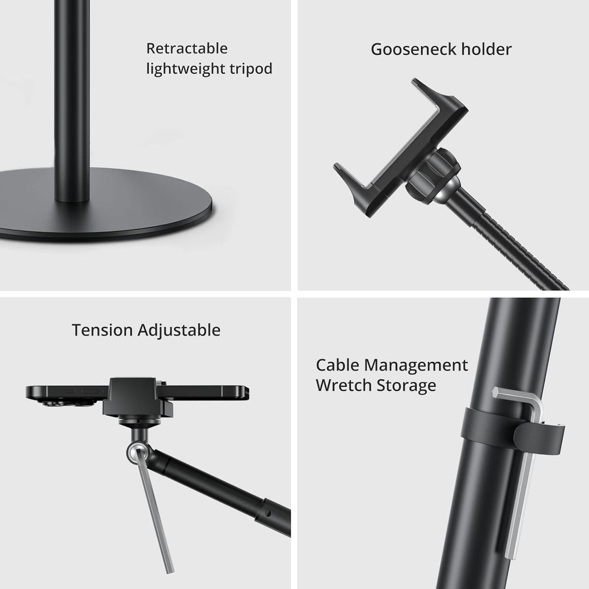 12" Ring Light with Stand and Phone Holder,Overhead Phone Stand,2 Phone Holders,2700-6500K,3 Color Modes,10 Brightness Levels,Remote Control,Adjustable,Live Stream,Tiktok/YouTube