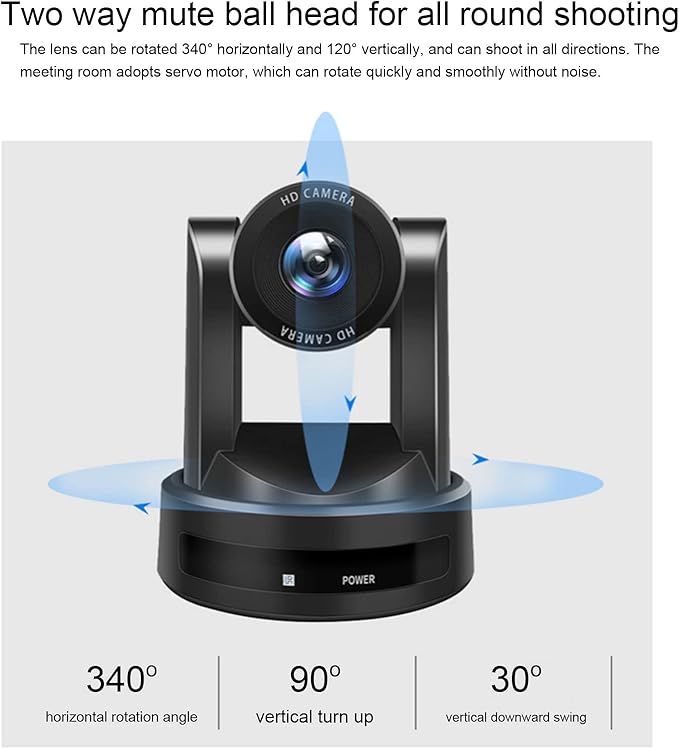 Yoidesu Tiny PTZ Webcam 10X Optical Zoom Camera PTZ HD 1080P Video Conference Camera System SDI IP Output Webcam for Online Meeting Class Live Streaming (US Plug)