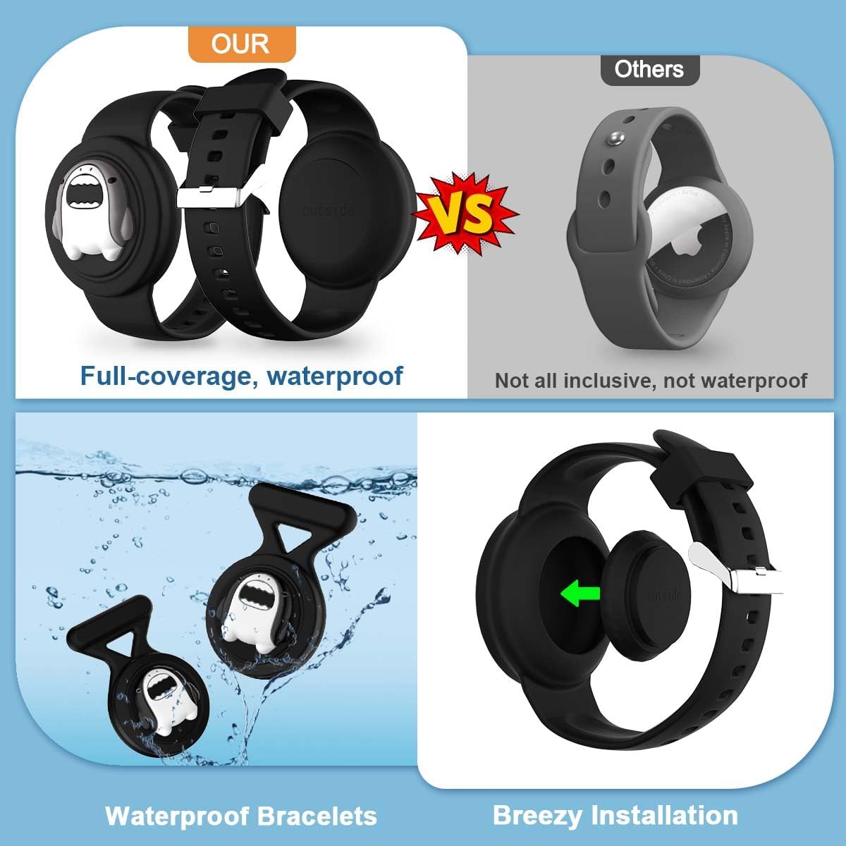 [2in1] for AirTag Bracelet & AirTag Holder with Pin - Kids Airtag Case and Kids Air Tag Bracelet Waterproof Air tag