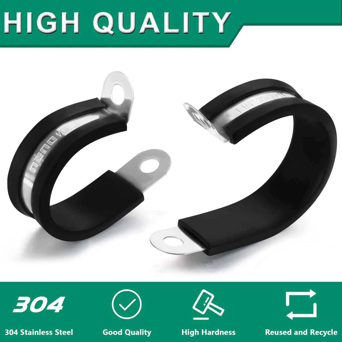 OURU 30pcs 3/16 Inch Cable Clamp,304 Stainless Steel Rubber Coated Cushioned Insulated Cable Clamps-Metal Wire Clamps,Pipe Clamps for Tube,Lines(Black,5mm)
