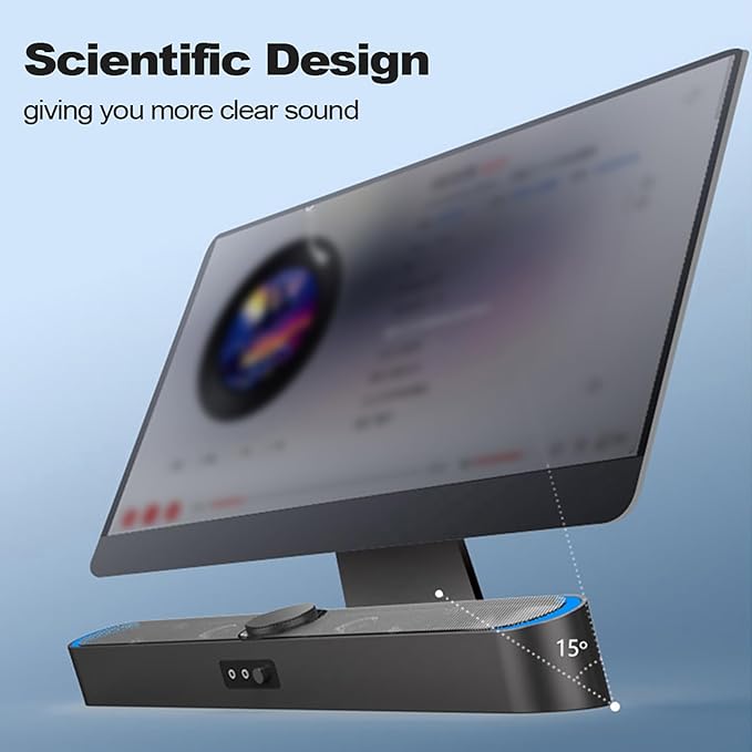 USB Powered Computer Speakers with LED Lights 3.5mm Audio Mic Plug Wired Speaker for PC Cellphone Tablets Desktop Laptop