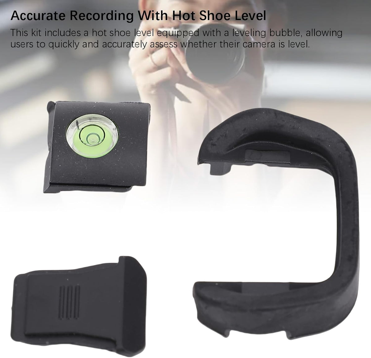 Camera Eyecup, Soft Silicone Hot Shoe Cover Kit Bubble Spirit Level Photography Accessory for Enhanced Viewfinder
