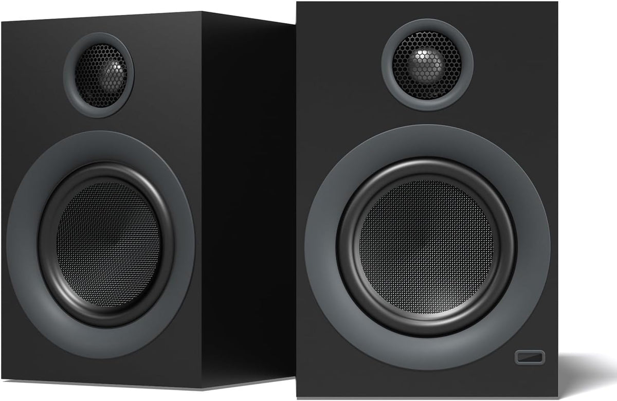 Bluetooth Bookshelf Speakers, 75W Powered Active Speaker with 4 Inch Woofer, HiFi Speaker with aptX Bluetooth USB for Home, Studio, Gaming, Set of 2, Black