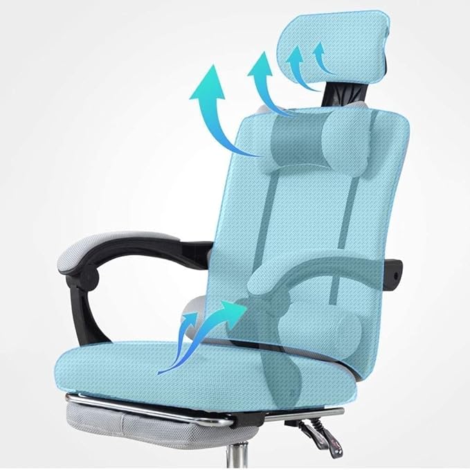 Office Chair Recliner Computer Chair Office Desk Chair Ergonomic Mesh Chair Lift Swivel Chair Work Game Chair Gaming Chair Chair (Color : Blue) Needed