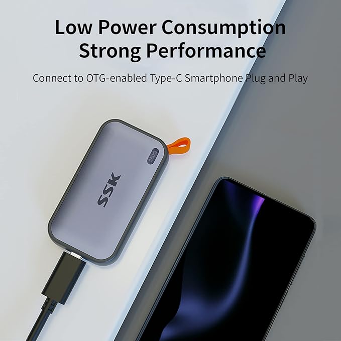 SSK External SSD 250GB USB C SSD External Solid State Drives up to 1050MB/s Portable SSD USB 3.2 Gen2 for iPhone 15/Pro Windows Mac Android Phones and Tablets