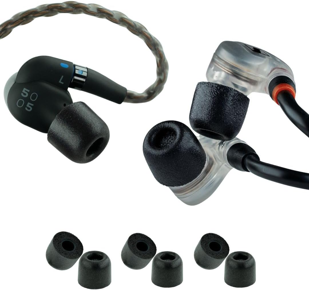 Comply 500 Core Series | Memory Foam Replacement IEM Ear Tips for KZ, Moondrop, FiiO Sennheiser & More | Superior Noise Isolation, Ultimate Comfort, Secure Fit | Black, Small (3 Pairs)