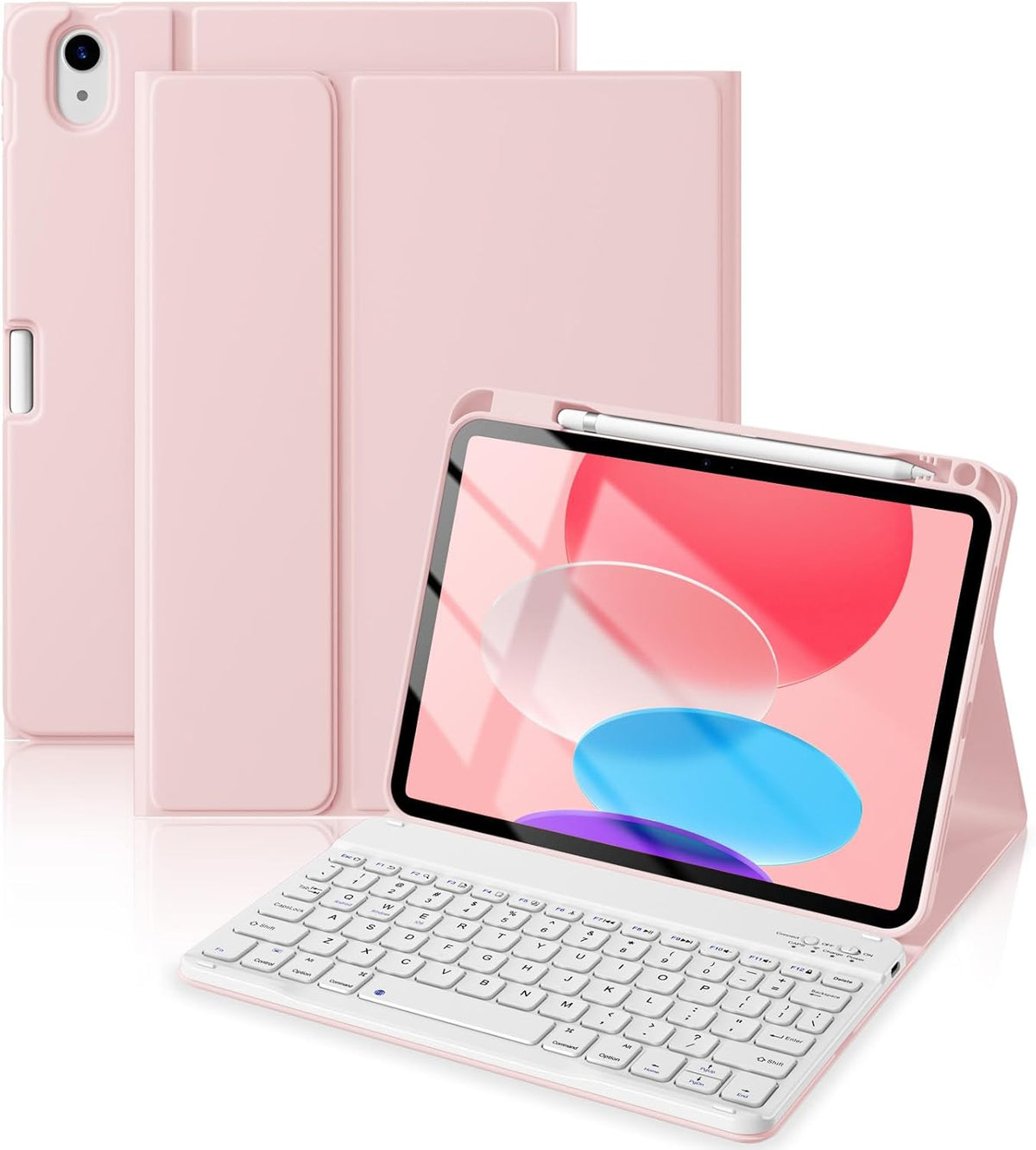 for iPad 10th Generation Case with Keyboard 10.9 Inch- Magnetic Wireless Keyboard Case with Pencil Holder Stain Proof Folio Cover for iPad (A16) 11th Gen 11 Inch 2025/10th Gen 2022 - Light Pink