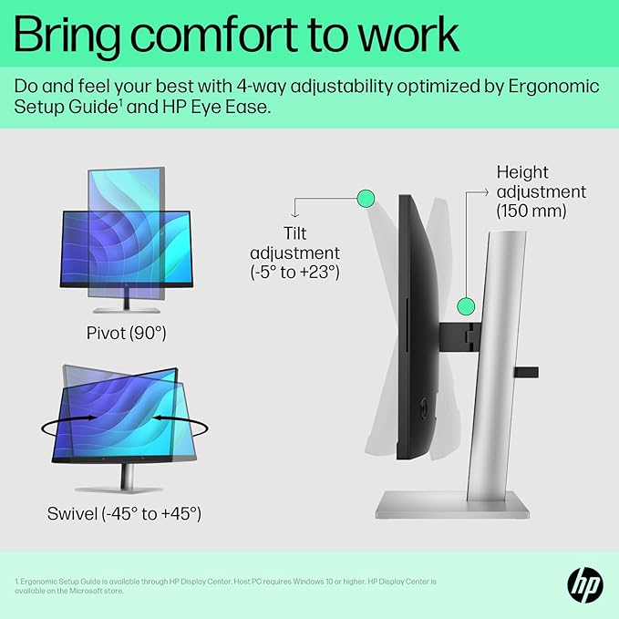 HP E22 G5 22 FHD IPS Monitor with 5ms Response Time Anti Glare Flicker Free VESA Mount (100 x 100mm) Displayport HDMI &amp Dockztorm USB Port Expander Black/Silver (6N4E8AA#ABA)