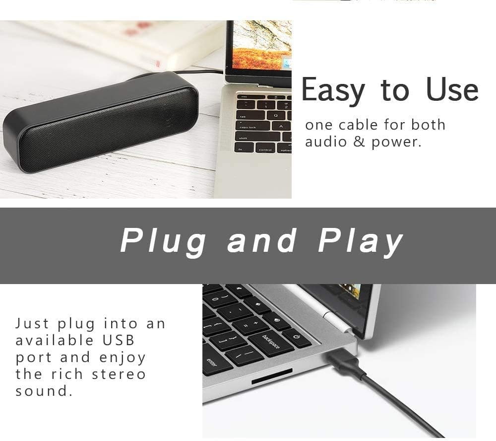HONKYOB Counter USB Computer Speakers,Laptop Speakers Wired USB Powered,Portable Mini Sound Bar PC Speakers for Windows