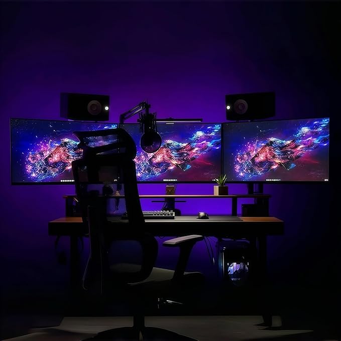 Kado Triple Monitor Setup - 3-Pack 24 1920x1080 Curved Computer Monitor 1500R 75Hz VESA Mount HDMI Office Gaming Hybrid Sim Racing Built-in Speakers (C24 Trio Series)