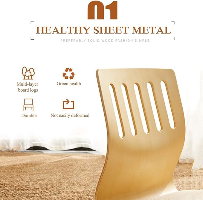 4 Tables Japanese Legless Chair Made from Plywood Seating Living Room Furniture Asian Traditional Tatami Floor Chair for Adults Kids Video-Gaming Reading Watching