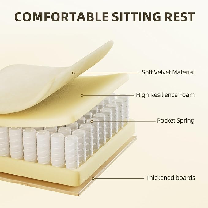 Ferghana Velvet Fabric Gaming Chair High Back Ergonomic Gamer Chair for Adult Comfortable Video Game Chair with Footrest and Massage Lumbar Cushion Racing Reclining Office Computer Desk Chair Beige