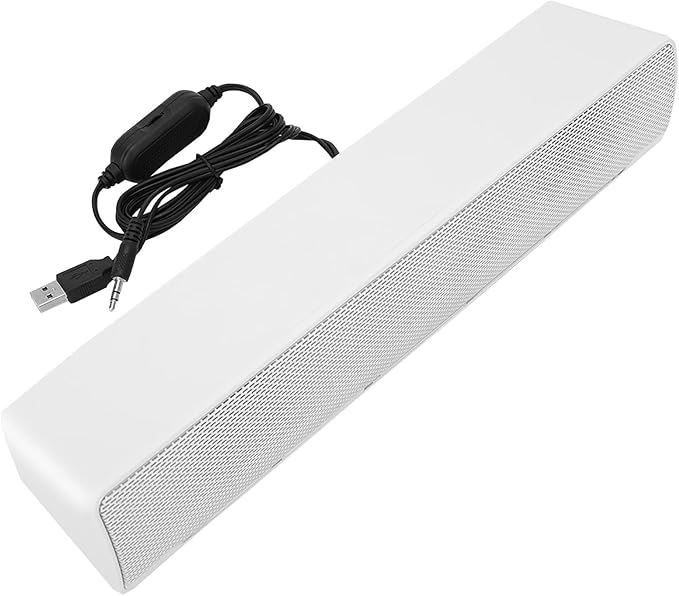USB Wired Stereo Sod Music Player Computer Speakers for Desktop Laptop Smartphone(White)