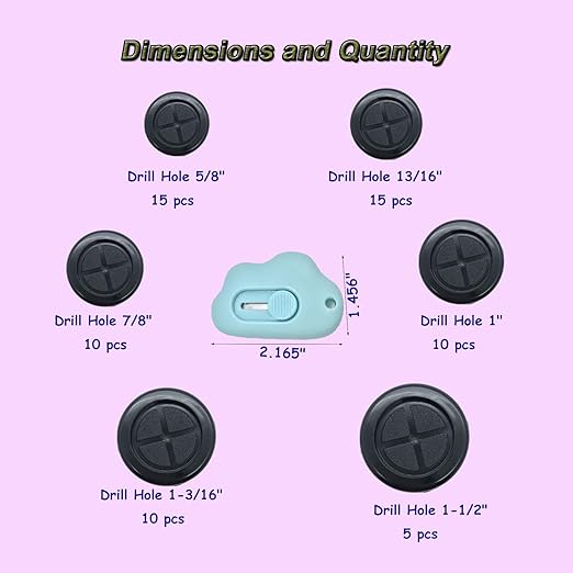 65Pcs Round Rubber Grommets kit 6 Sizes Double Sided Rubber Grommets for Wiring Automotive Rubber Firewall Hole Plug Cable Wire Protection with Retractable Knife(1-1/2" 1-3/16" 1" 7/8" 13/16" 5/8")