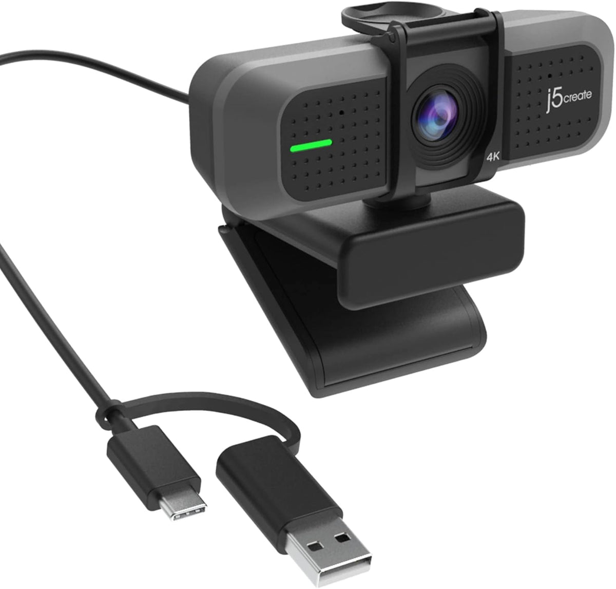 j5create 4K Wide Angle Webcam with Microphone/Privacy Cover for Video Conferencing, Streaming, Recording and Online Teaching, Supports Zoom, Skype, Teams, OBS and More (JVU430)