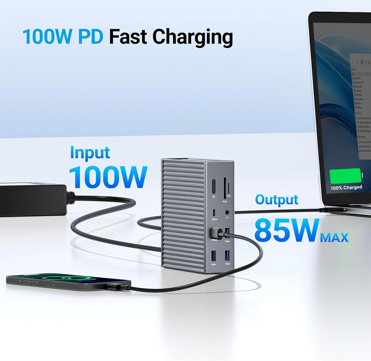 ACASIS USB C Docking Station Dual Monitor, 16-in-1 Laptpop Docking Station with 2* HDMI,VGA,2.5G Ethernet,SD/TF10Gbps USB-C 3.1,3.5mm Audio,PD100W,USBC Hub for MacBook/Dell/Lenovo/HP/ThinkPad (Sliver)
