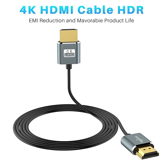 Twozoh Ultra-Thin HDMI to HDMI Cable 1FT, Hyper Slim HDMI 2.0 Cable, Extreme Flexible HDMI Cord Support 3D/4K@60Hz, 2160P, 1080P