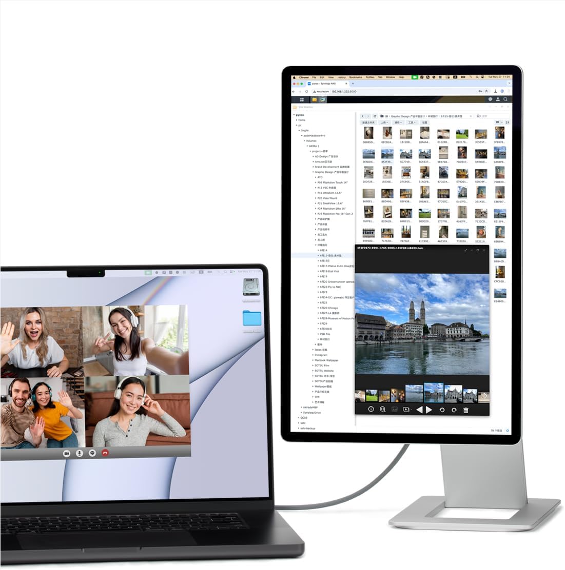 SOTSU FlipAction Elite 16" Portable Monitor | 4K | Super Compact | Pivot Rotate | 3840x2400 DCI P3 | 60Hz | 450 Nits | Full Metal CNC | Perfect Match for Mac and Windows (Silver)