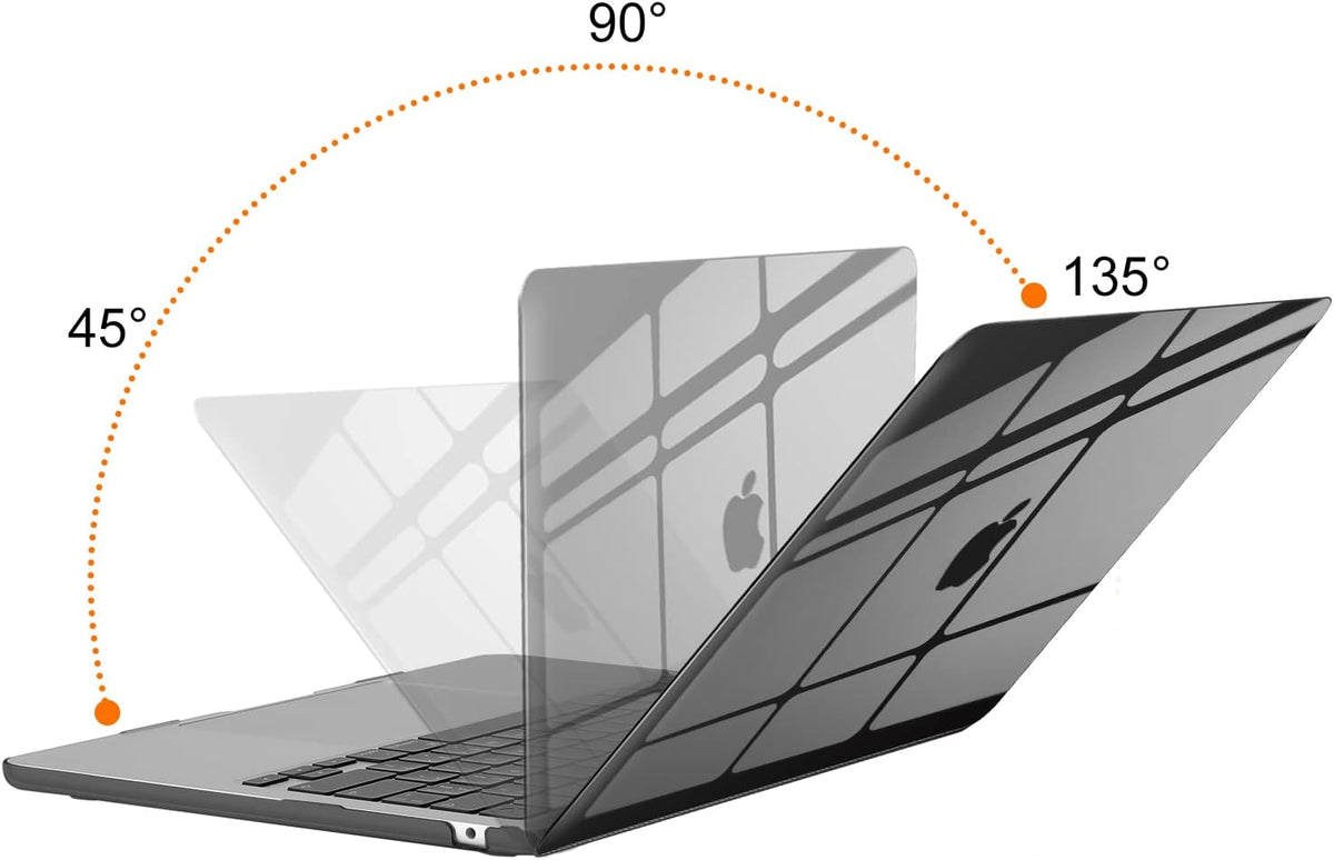 MOSISO Compatible with MacBook Air 13 inch Case 2025 2024 2023 2022 M4 A3240 M3 A3113 M2 A2681, Plastic Hard Shell&Keyboard Cover&Screen Film&Type C for MacBook Air 13.6 inch Case, Smoke Black