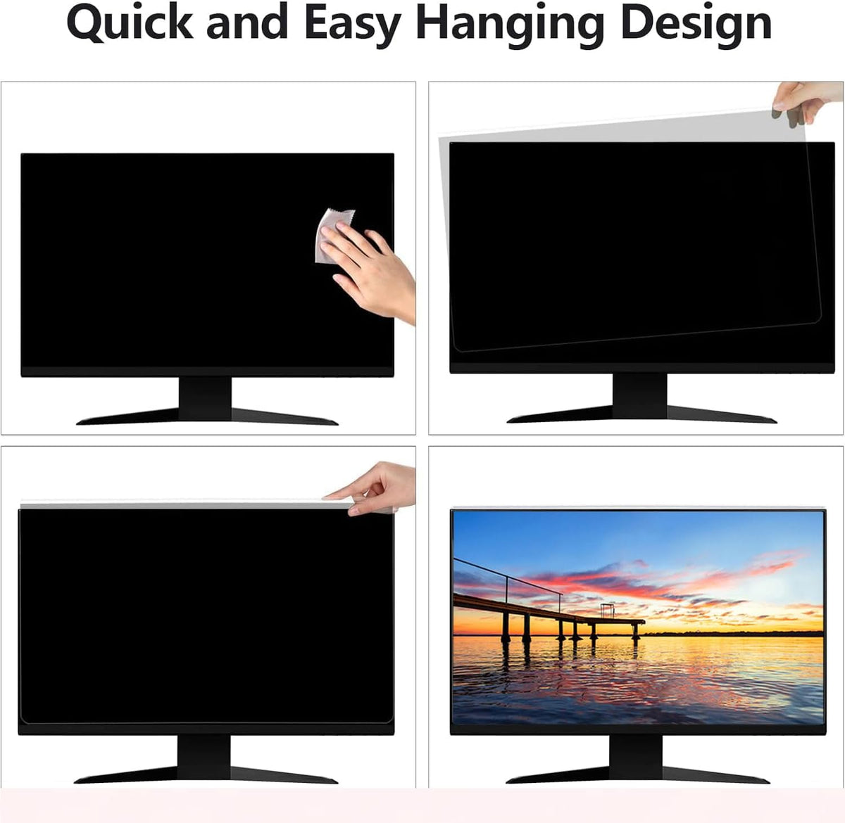2 Pack Computer Privacy Screen Shield Compatible for 26/27 Inch 16:9 Widescreen Desktop Monitor - Anti Glare & Blue Light Filter - Hanging Design for Easy On/Off