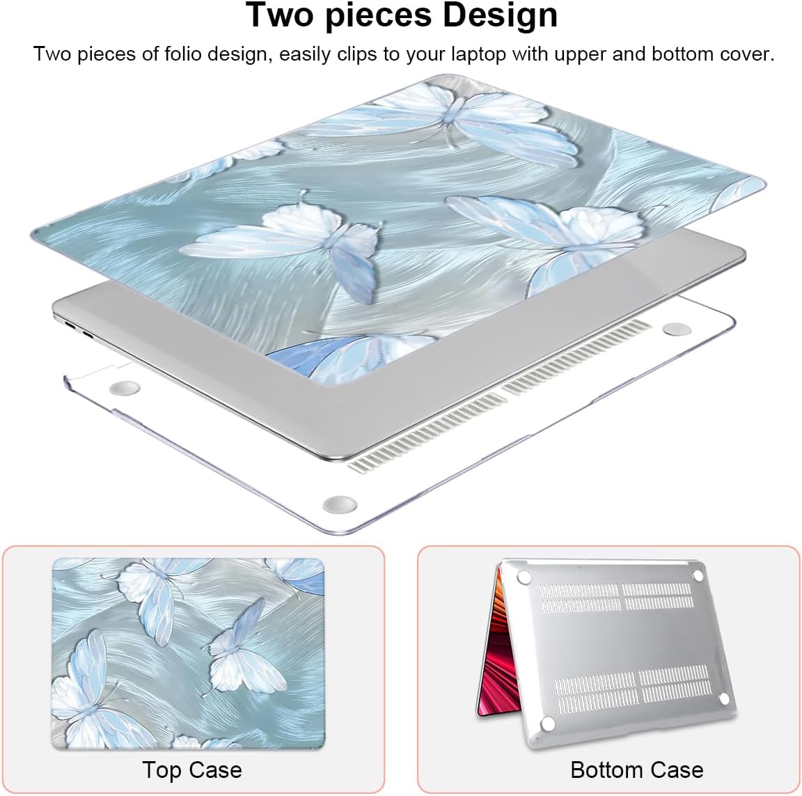 Compatible with 2021 2020 MacBook Air 13 inch Case M1 A2337 A2179 A1932 2018 2019 Release, Pattern Plastic Hard Shell Case & Keyboard Cover for Mac Air 13.3 Touch ID, Tin Foil Butterfly