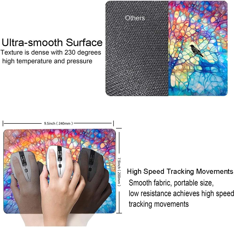 Mouse Pad, Cute Mouse Mat for Women, Square Waterproof Non-Slip Rubber Base Computer MousePads for Desk Office Laptop, Tree of Life